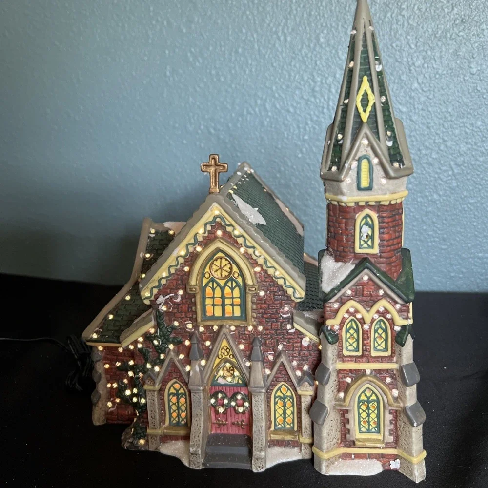 Vintage Dickens Collectables Fiber Optic Christmas Victorian Series Church W Box